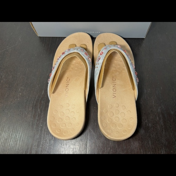 Vionic Lucia Snake Print/Crystals Toe-post Orthotic Sandals Grey/Beige/Pink 9.5 - Picture 10 of 16